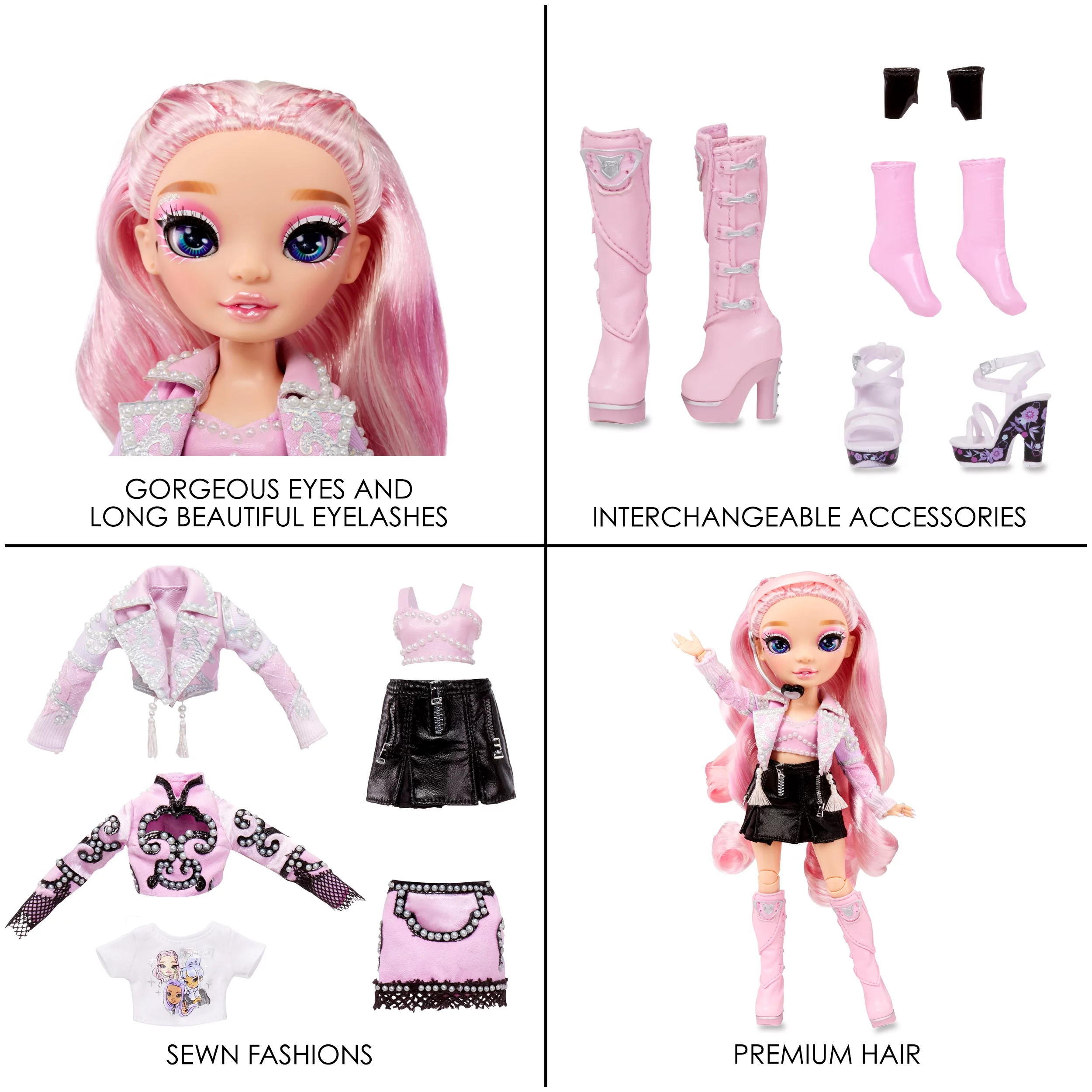Rainbow High Rainbow Vision Royal Three K-pop ?C Minnie Choi (Pink Lavender) Fashion Doll. 2 Designer Outfits to Mix & Match w/ Microphone Headset & Band Merch Playset, Gift for Kids 6-12 - Image 5